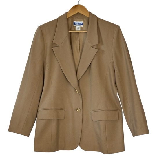 Vintage Pendleton Womens Blazer - 100% Virgin Wool Camel Tan Jacket Size 10 - Picture 1 of 9